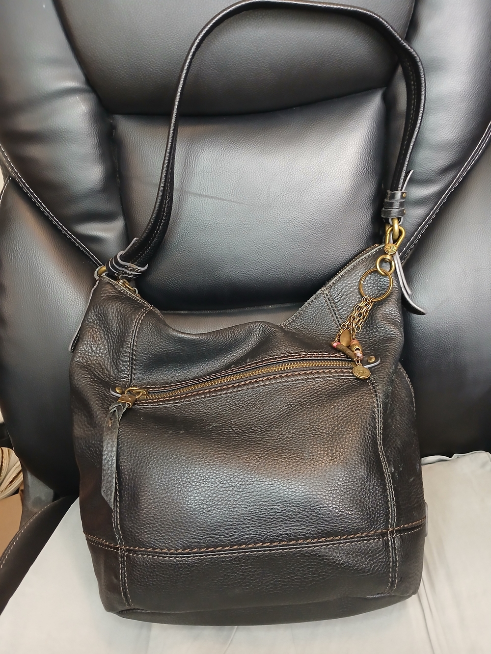 The Sak Classic Black Leather Shoulder Bag